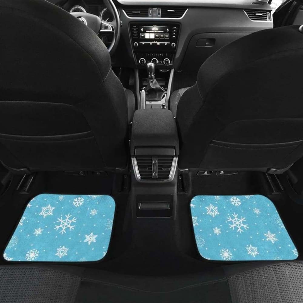 Snowflake Pattern Blue Background Front And Back Car Mats 110728 - YourCarButBetter