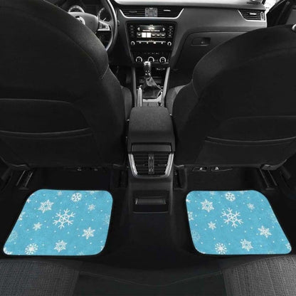Snowflake Pattern Blue Background Front And Back Car Mats 110728 - YourCarButBetter