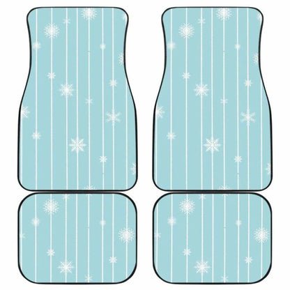 Snowflake Pattern Blue Stripe Background Front And Back Car Mats 110728 - YourCarButBetter