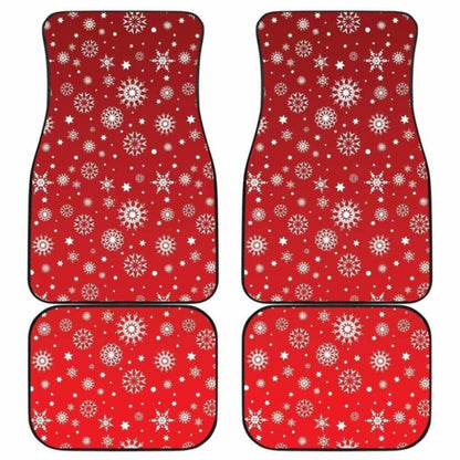 Snowflake Pattern Red Background Front And Back Car Mats 110728 - YourCarButBetter