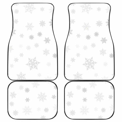 Snowflake Pattern White Background Front And Back Car Mats 110728 - YourCarButBetter