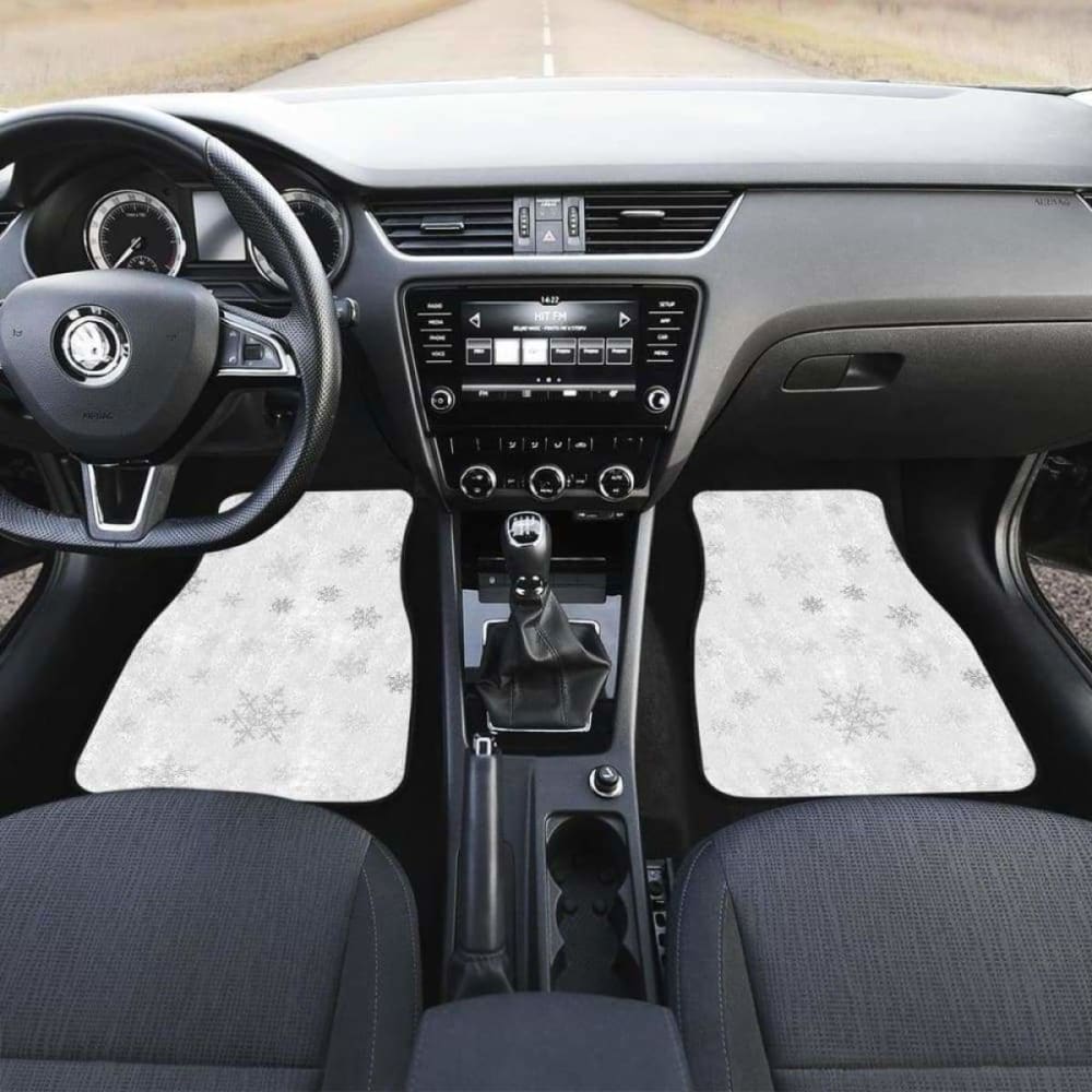 Snowflake Pattern White Background Front And Back Car Mats 110728 - YourCarButBetter