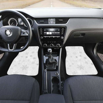 Snowflake Pattern White Background Front And Back Car Mats 110728 - YourCarButBetter
