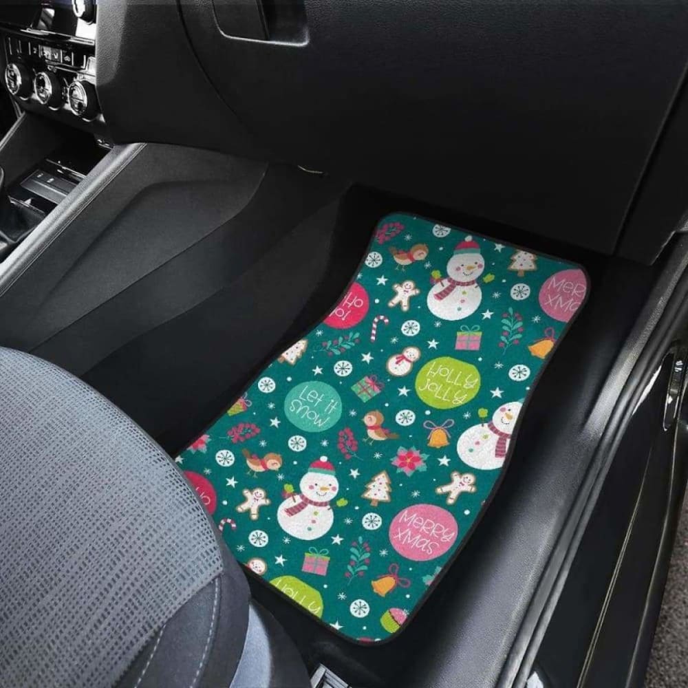 Snowman Bird Decorative Elements Christmas Pattern Front And Back Car Mats 112608