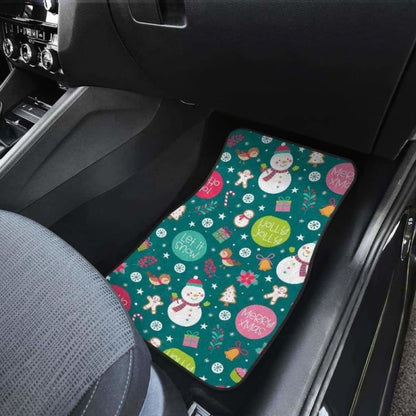 Snowman Bird Decorative Elements Christmas Pattern Front And Back Car Mats 112608