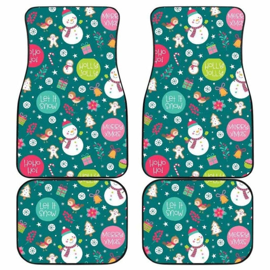 Snowman Bird Decorative Elements Christmas Pattern Front And Back Car Mats 112608