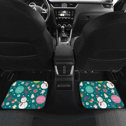 Snowman Bird Decorative Elements Christmas Pattern Front And Back Car Mats 112608