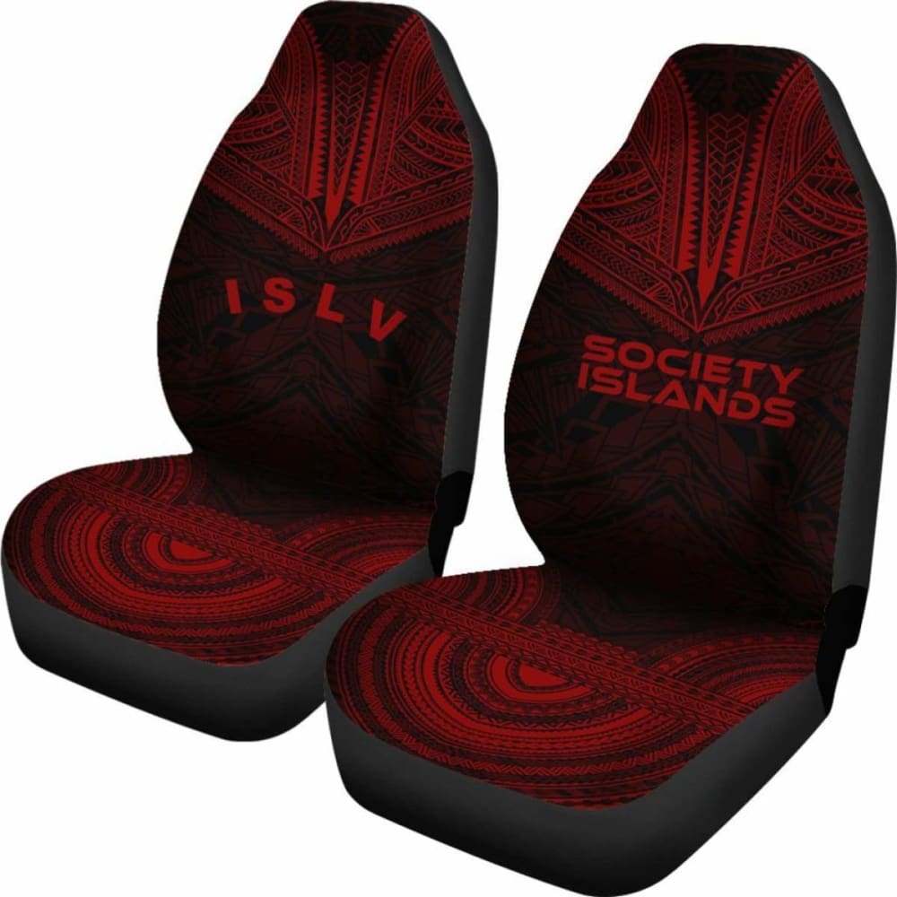 Society Islands Car Seat Cover - Society Islands Flag Polynesian Chief Tattoo Red Version - 10 174914 - YourCarButBetter