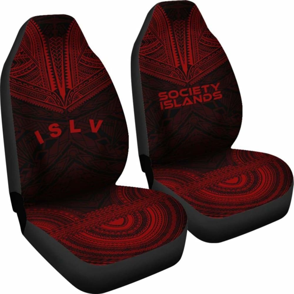 Society Islands Car Seat Cover - Society Islands Flag Polynesian Chief Tattoo Red Version - 10 174914 - YourCarButBetter