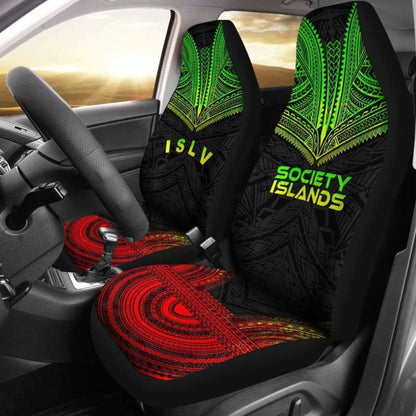 Society Islands Car Seat Cover - Society Islands Flag Polynesian Chief Tattoo Reggae Version - 10 174914 - YourCarButBetter