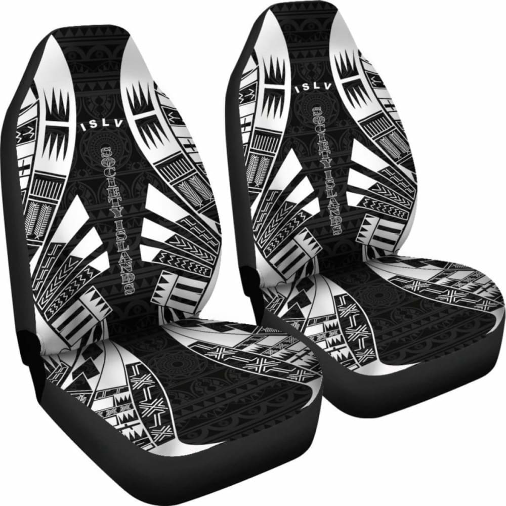 Society Islands Car Seat Covers - Society Islands Flag Polynesian Tattoo Black - 9 174914 - YourCarButBetter