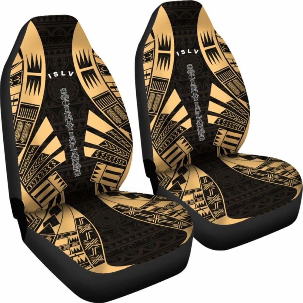 Society Islands Car Seat Covers - Society Islands Flag Polynesian Tattoo Gold - 9 174914 - YourCarButBetter