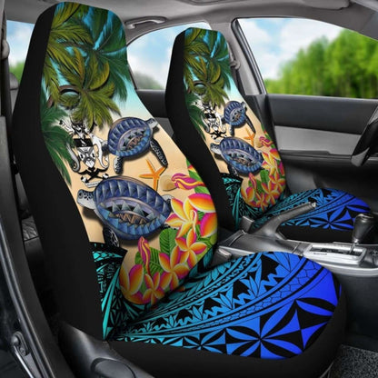 Solomon Islands Car Seat Covers - Polynesian Turtle Coconut Tree And Plumeria Amazing 091114 - YourCarButBetter
