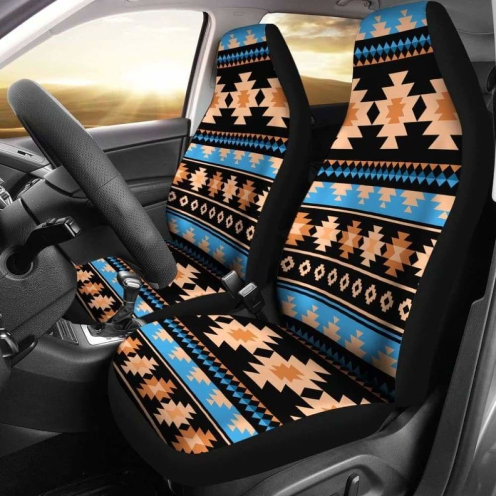 Southwest Navajo Native American Blue Brown Micro Fiber Auto Car Seat Covers 105905 - YourCarButBetter