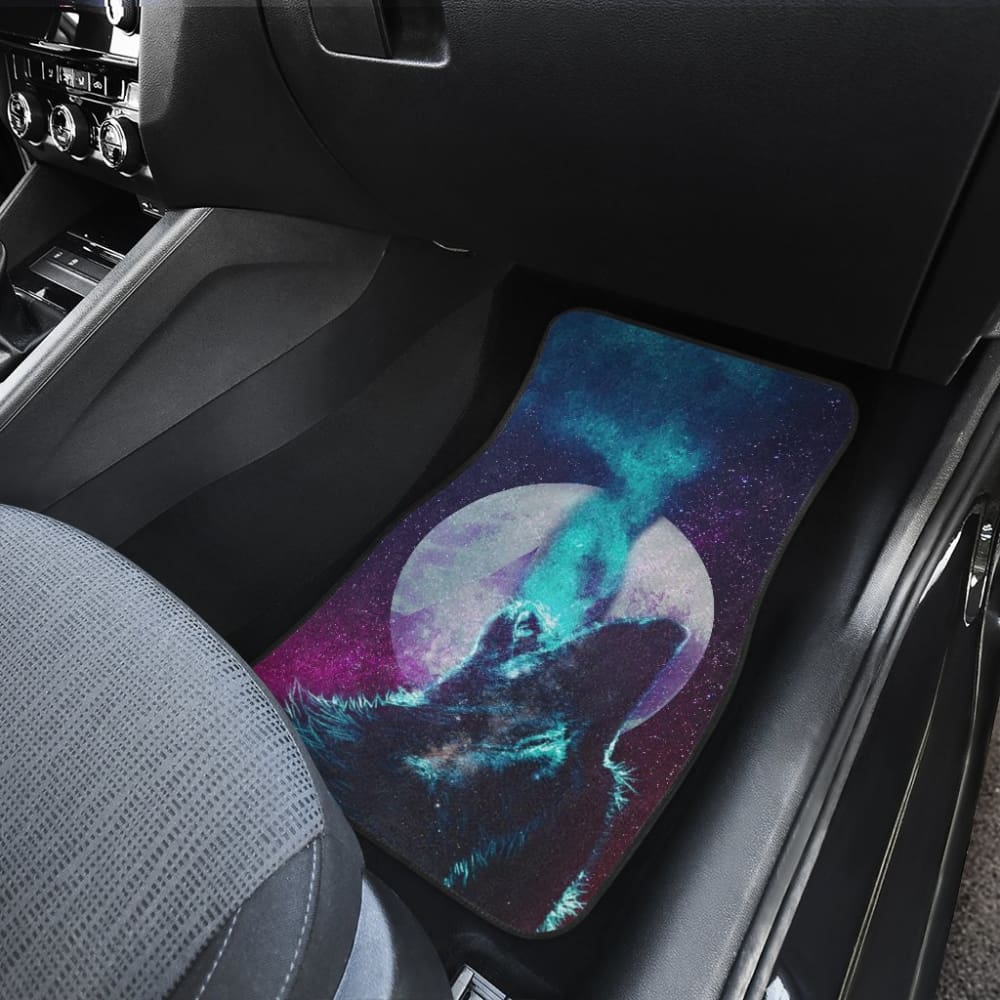 Space Galaxy Wolf Howling Car Floor Mats 212003 - YourCarButBetter