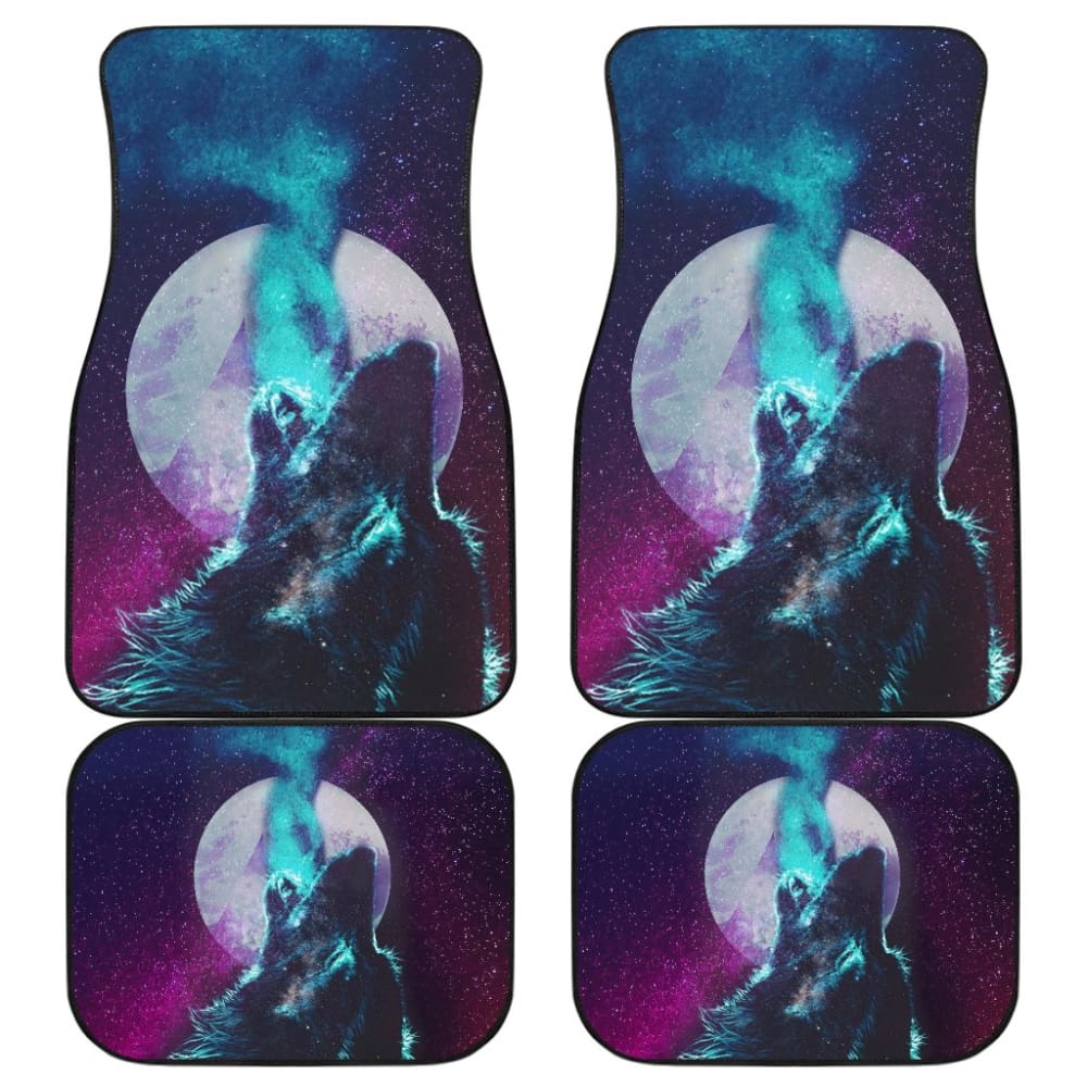 Space Galaxy Wolf Howling Car Floor Mats 212003 - YourCarButBetter