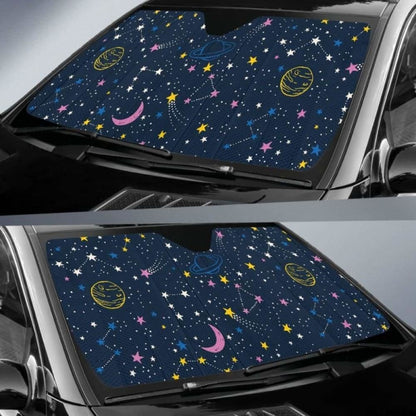 Space Pattern With Planets Comets Constellations And Stars Car Auto Sun Shades 182102 - YourCarButBetter