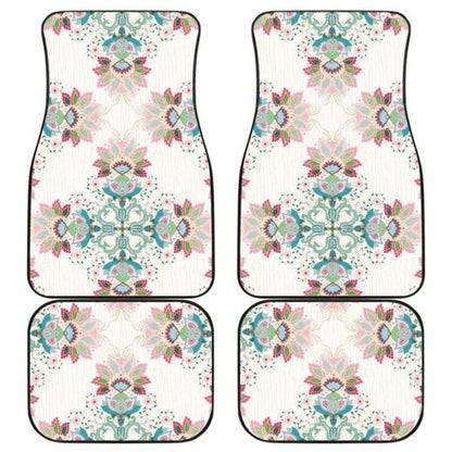 Square Floral Indian Flower Pattern Front And Back Car Mats 153908 - YourCarButBetter
