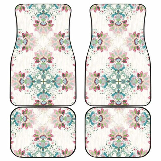 Square Floral Indian Flower Pattern Front And Back Car Mats 153908 - YourCarButBetter