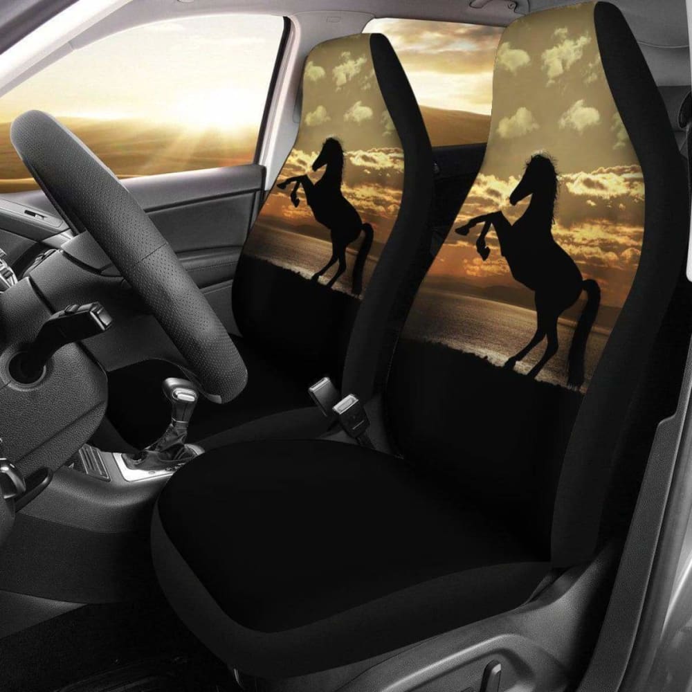 Stallion Horse Silhouette Ocean Sunset Seat Covers 170804