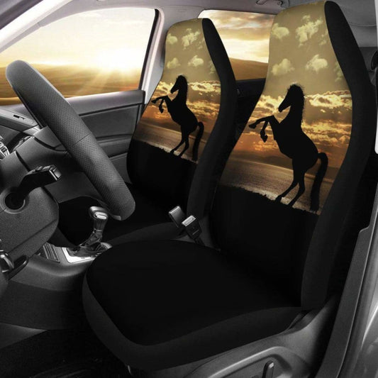 Stallion Horse Silhouette Ocean Sunset Seat Covers 170804