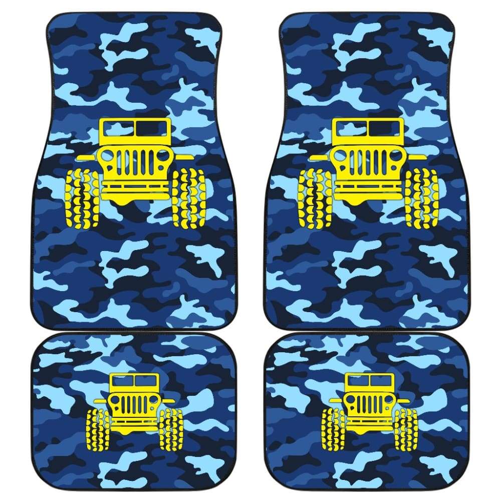 Steel Blue Camouflage Color Pale Blue Jeep Car Floor Mats 211204 - YourCarButBetter