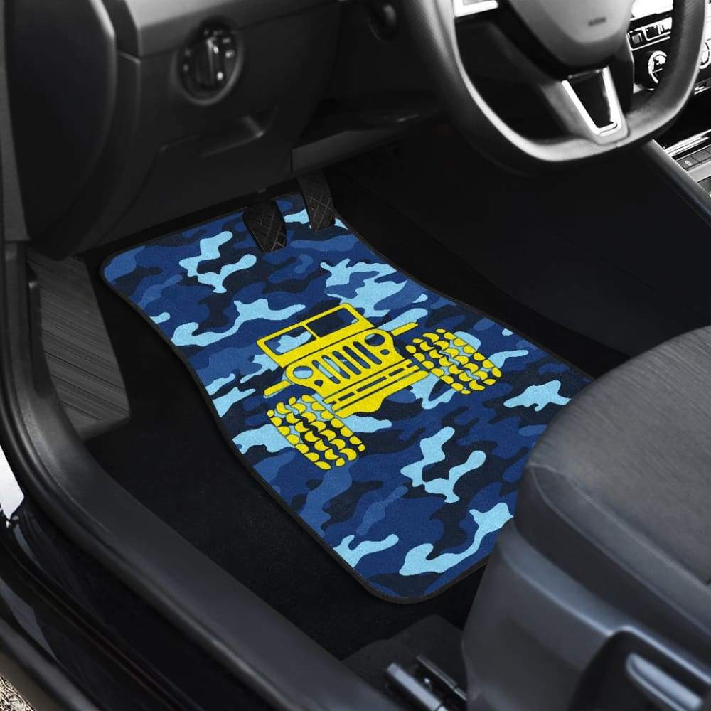 Steel Blue Camouflage Color Pale Blue Jeep Car Floor Mats 211204 - YourCarButBetter