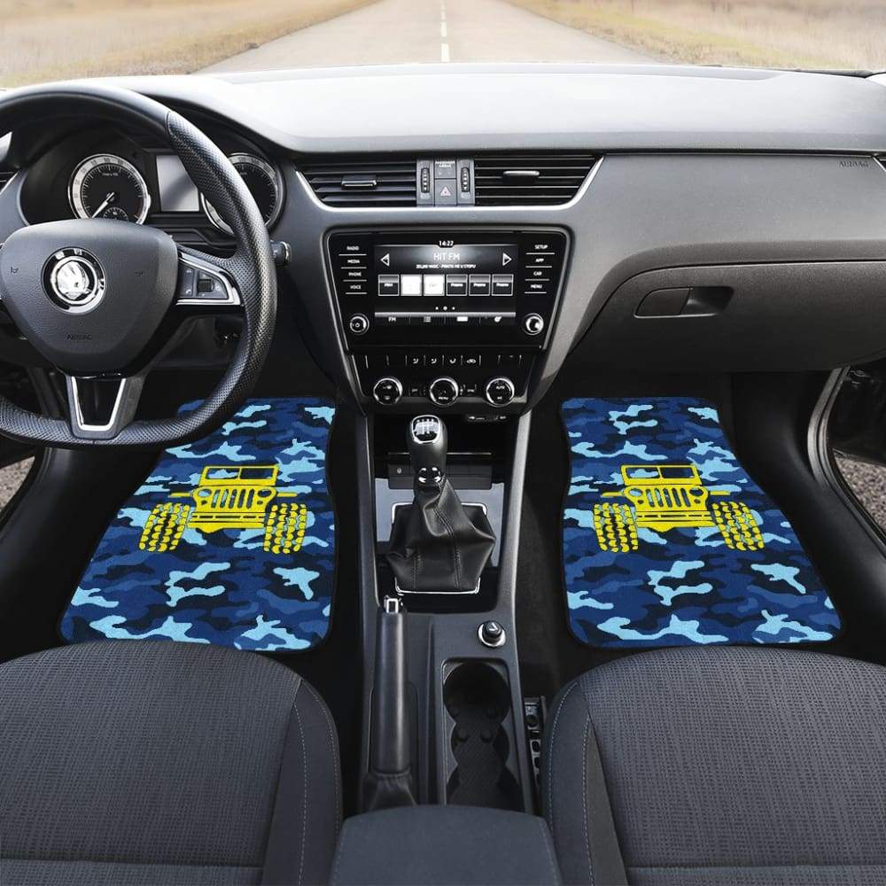 Steel Blue Camouflage Color Pale Blue Jeep Car Floor Mats 211204 - YourCarButBetter