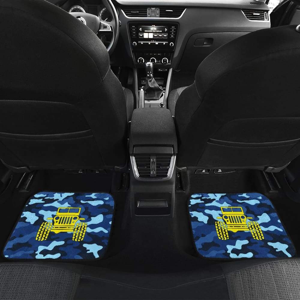 Steel Blue Camouflage Color Pale Blue Jeep Car Floor Mats 211204 - YourCarButBetter