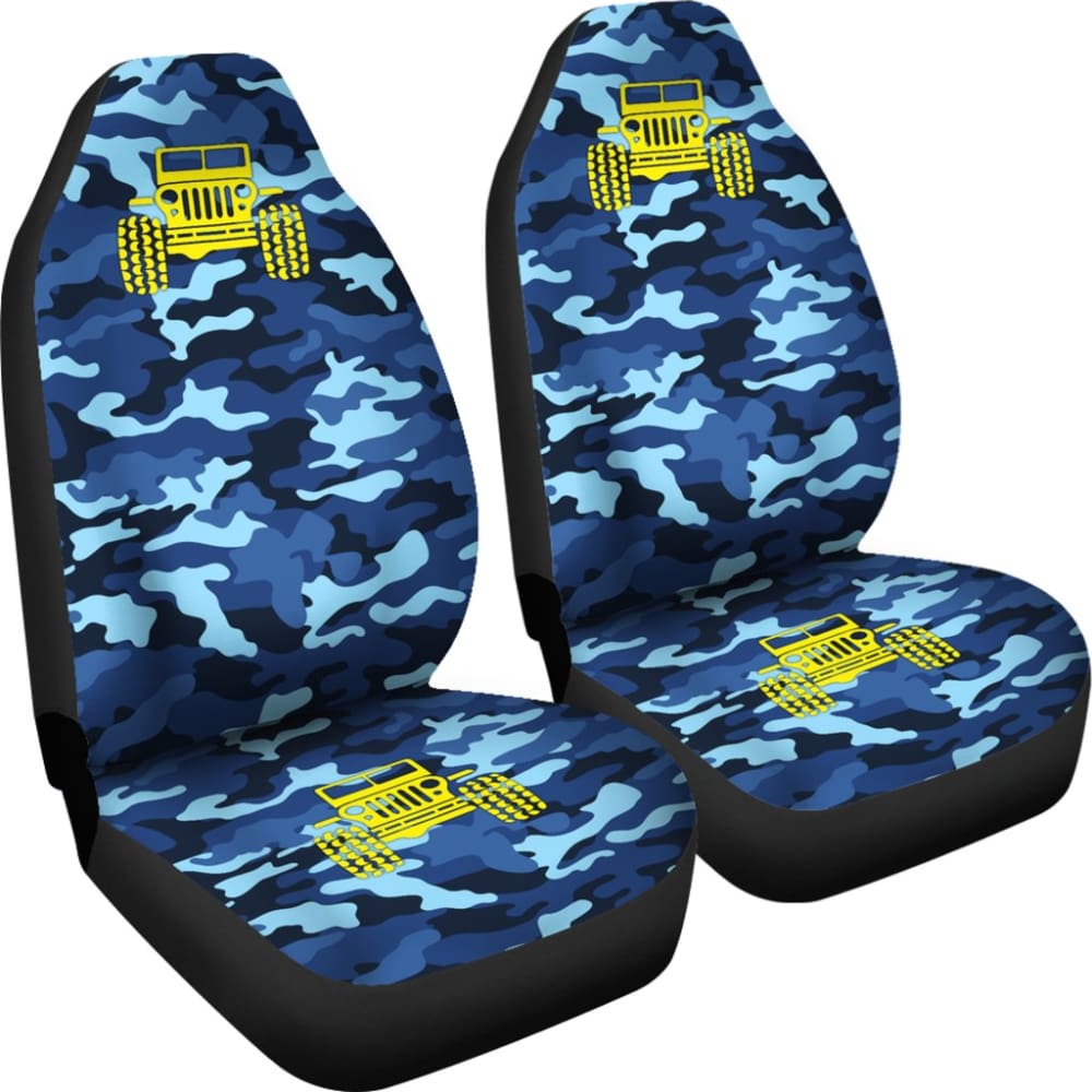 Steel Blue Camouflage Color Pale Blue Jeep Car Seats Covers 211204 - YourCarButBetter