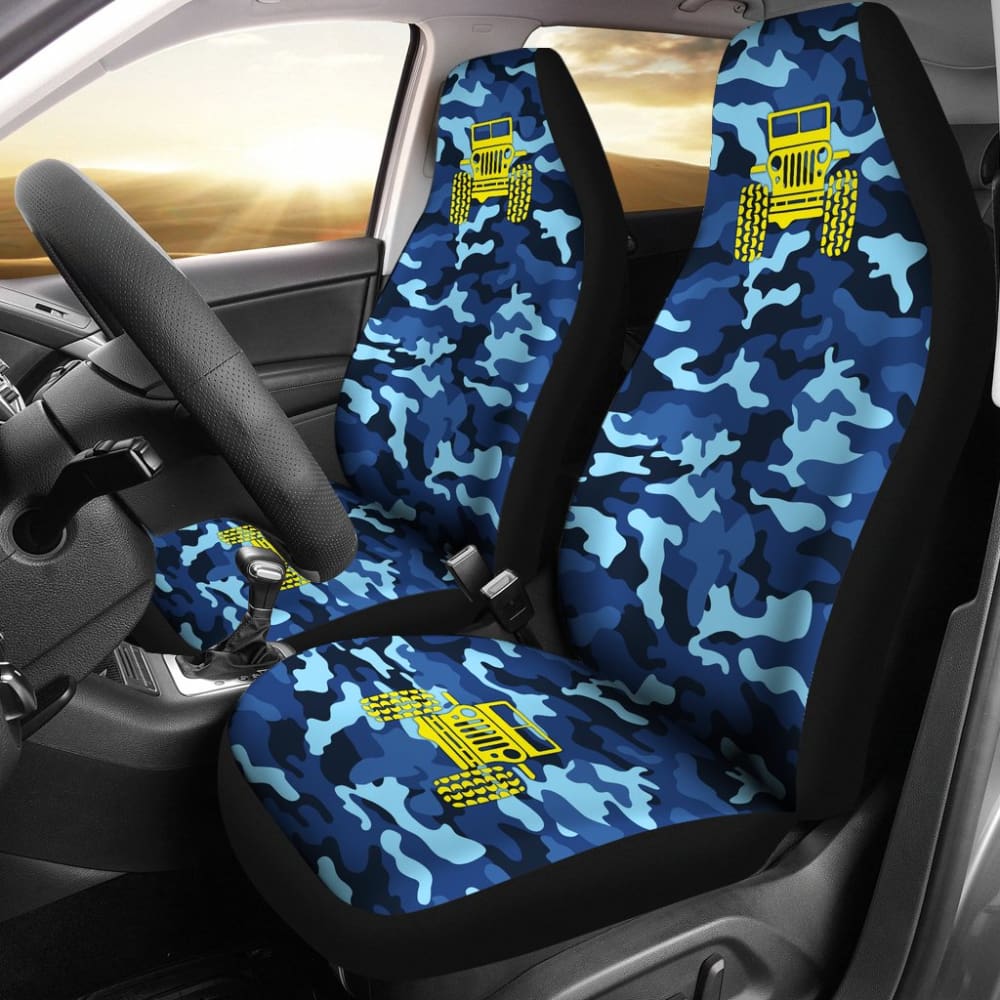 Steel Blue Camouflage Color Pale Blue Jeep Car Seats Covers 211204 - YourCarButBetter