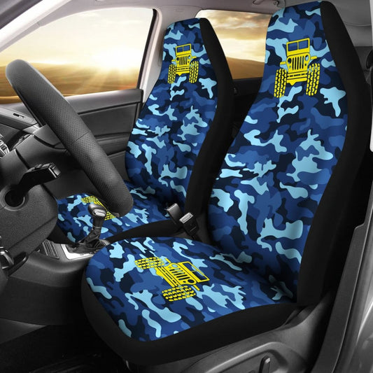 Steel Blue Camouflage Color Pale Blue Jeep Car Seats Covers 211204 - YourCarButBetter