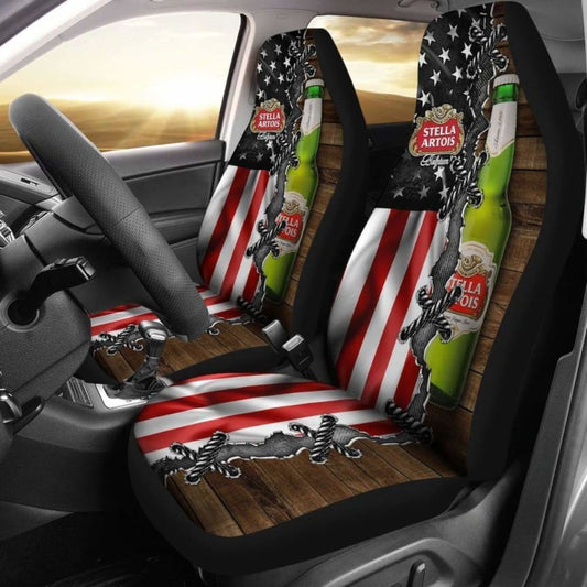 Stella Artois Car Seat Covers American Flag Beer Lover 195016 - YourCarButBetter