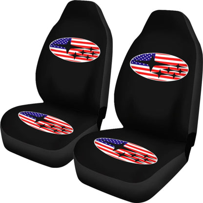 Subaru Mixed American Flag Patriotic On Black Design Car Seat Covers 212803 - YourCarButBetter