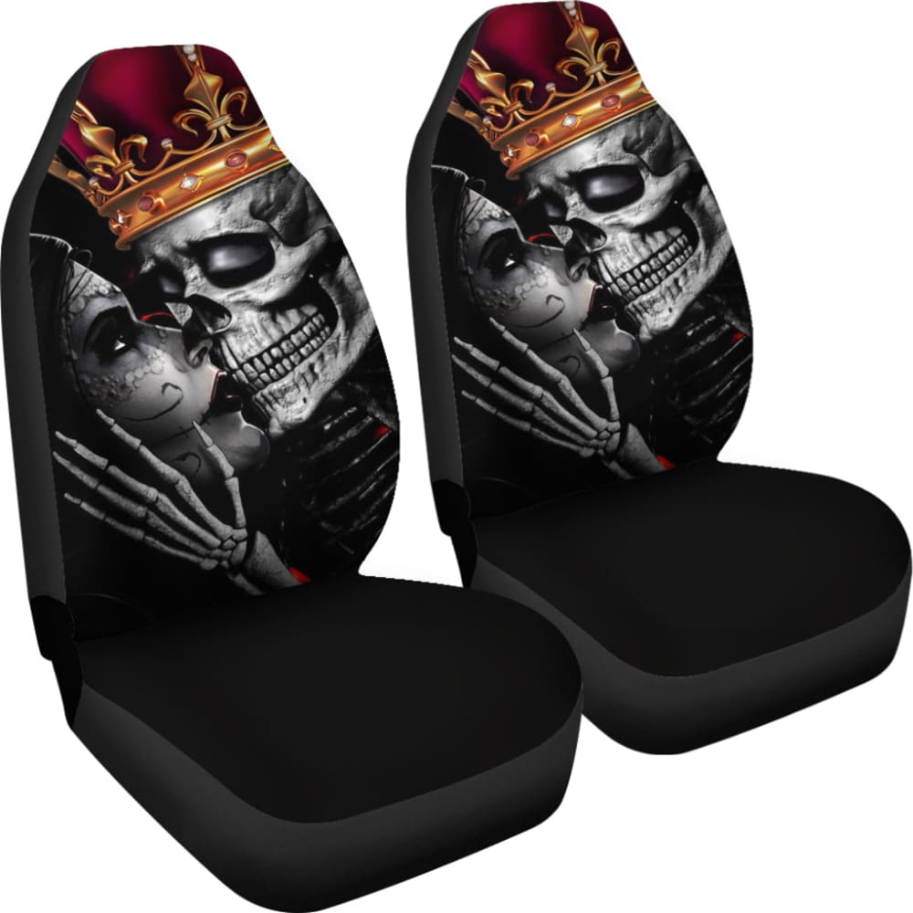 Sugar King And Queen Skull Kissing The Dead Car Seat Covers 212001 - YourCarButBetter
