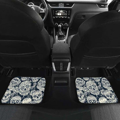 Sugar Skull Black White Pattern Front And Back Car Mats 101207