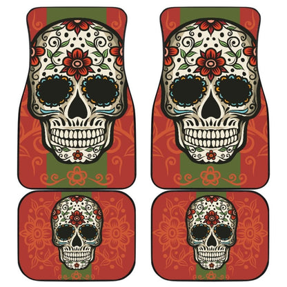 Sugar Skull Orange Green Car Mat 101819 - YourCarButBetter