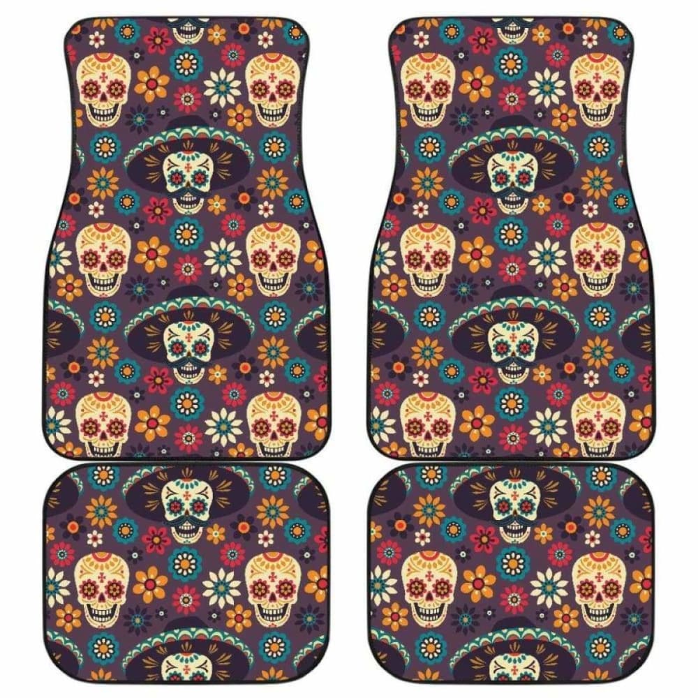 Sugar Skulls Flower Maxican Pattern Front And Back Car Mats 101207