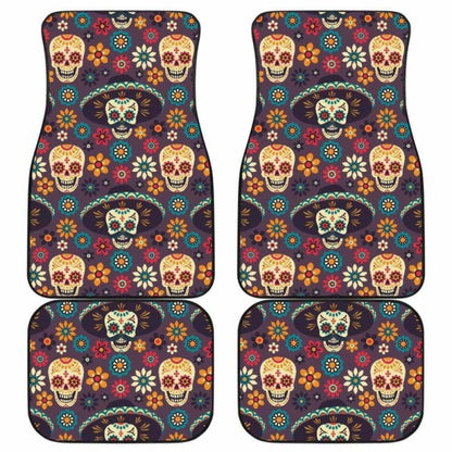 Sugar Skulls Flower Maxican Pattern Front And Back Car Mats 101207