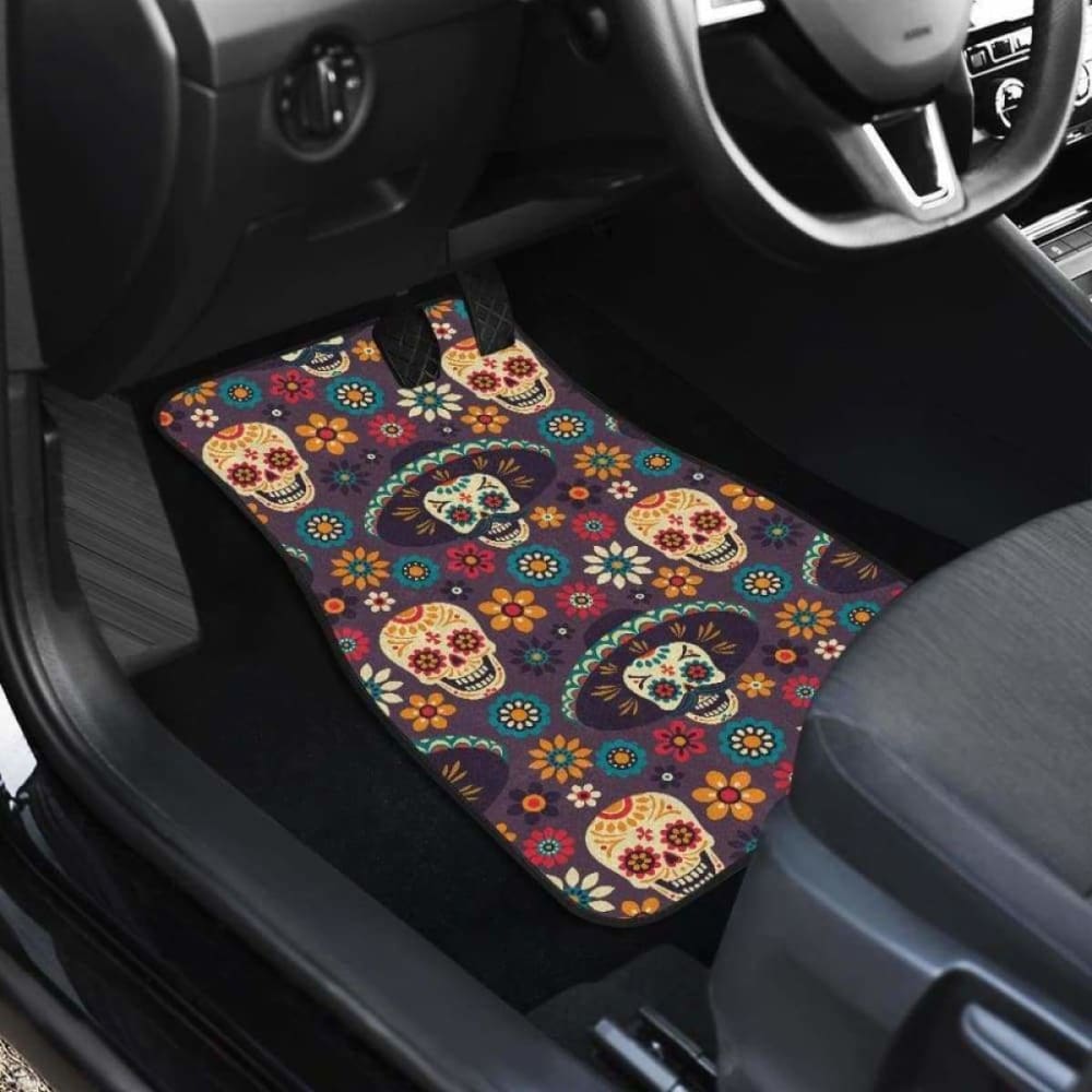 Sugar Skulls Flower Maxican Pattern Front And Back Car Mats 101207