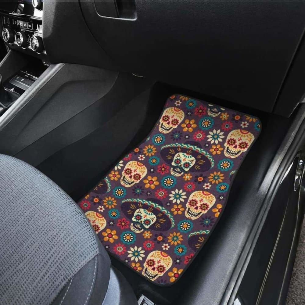 Sugar Skulls Flower Maxican Pattern Front And Back Car Mats 101207