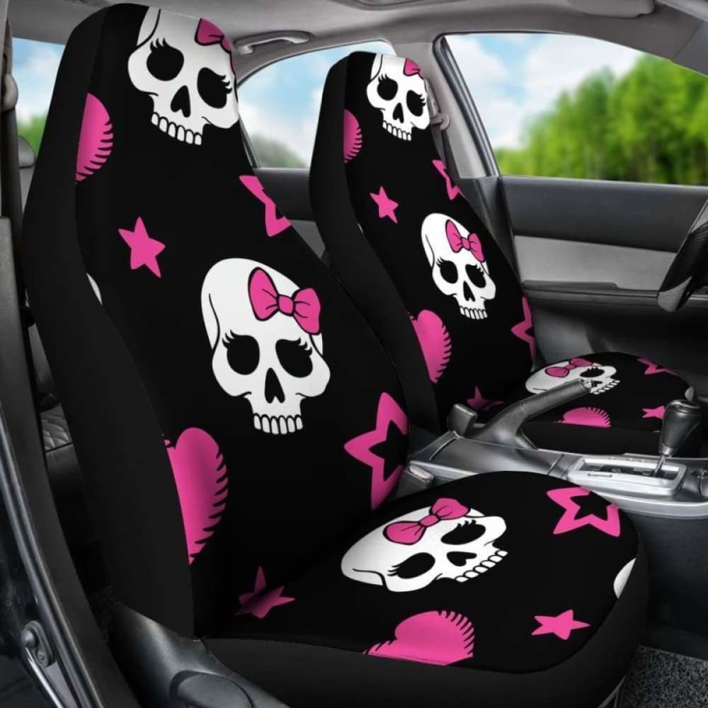 Sugar Skulls Pink Hearts Car Seat Covers 101207