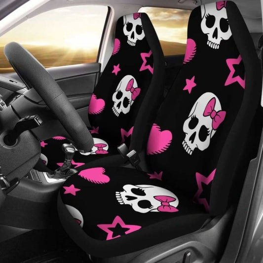 Sugar Skulls Pink Hearts Car Seat Covers 101207