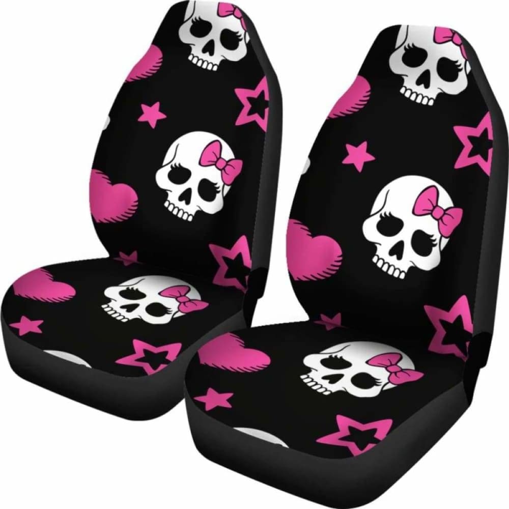Sugar Skulls Pink Hearts Car Seat Covers 101207
