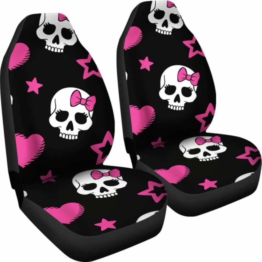 Sugar Skulls Pink Hearts Car Seat Covers 101207
