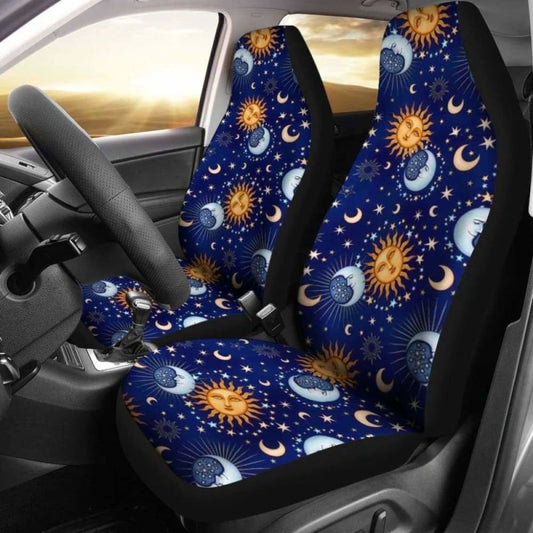 Sun And Moon Blue Car Seat Covers 161012