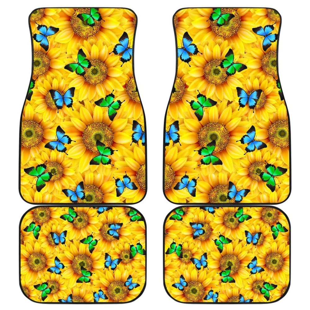 Sunflower Butterfly Front And Back Car Mats 184610 - YourCarButBetter