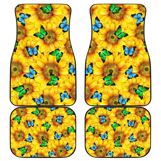 Sunflower Butterfly Front And Back Car Mats 184610 - YourCarButBetter