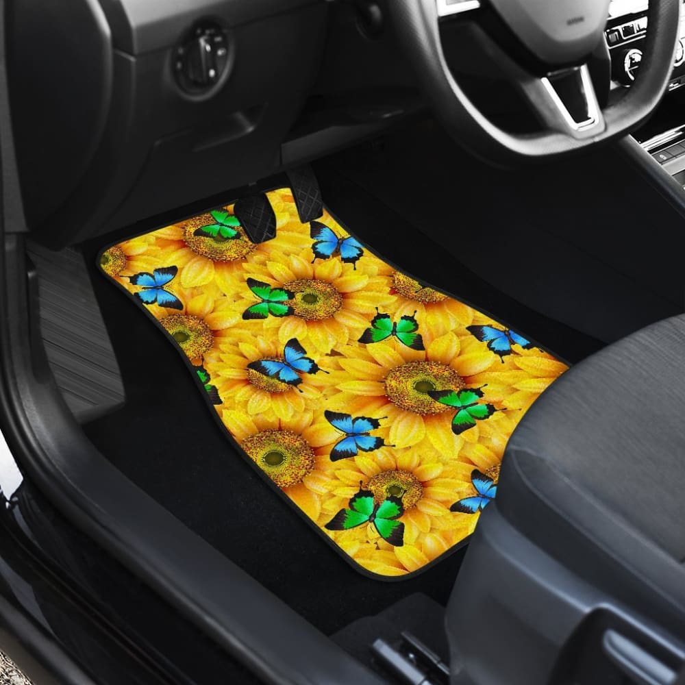 Sunflower Butterfly Front And Back Car Mats 184610 - YourCarButBetter