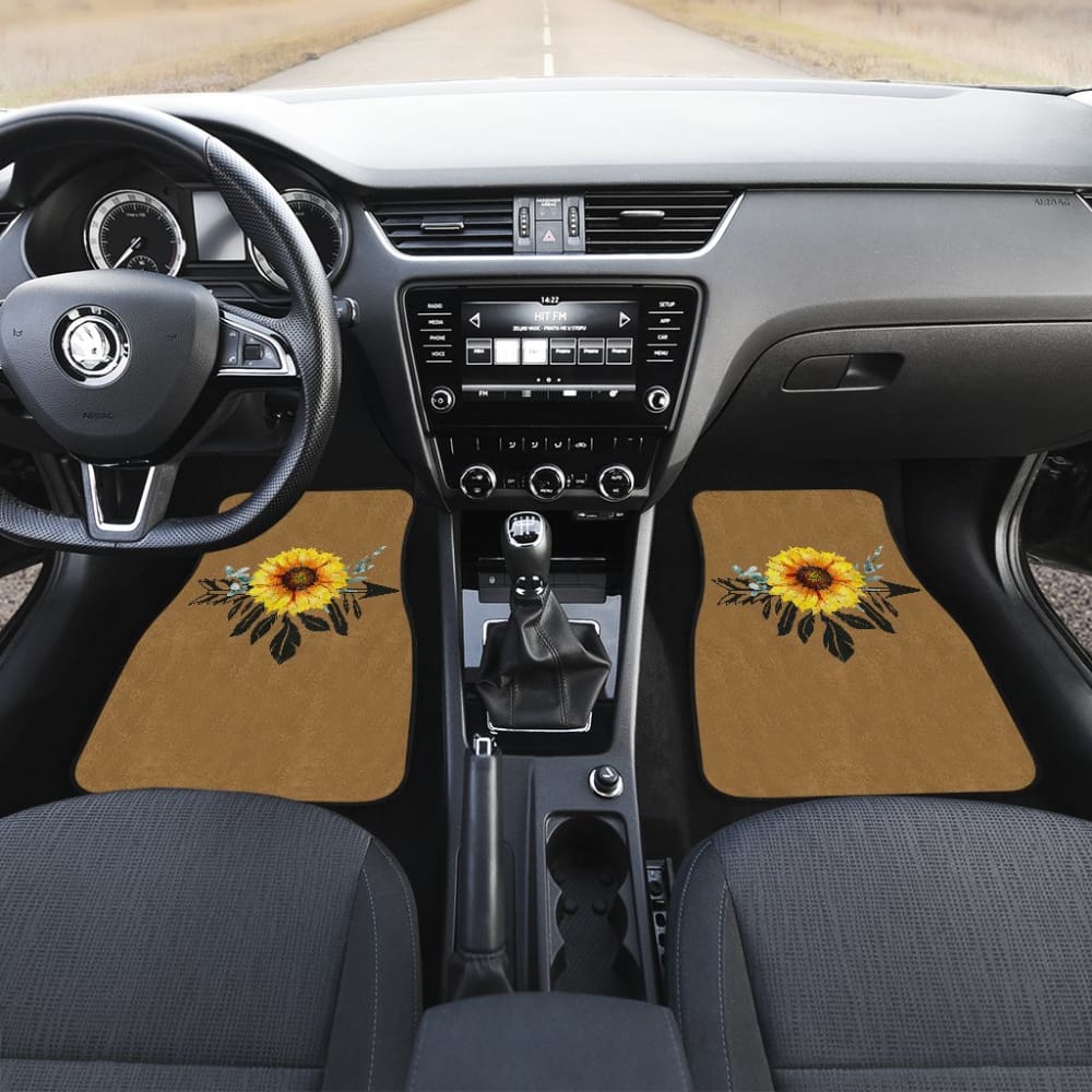 Sunflower Dream Catcher On Brown Suede Colored Background Car Floor Mats 211402